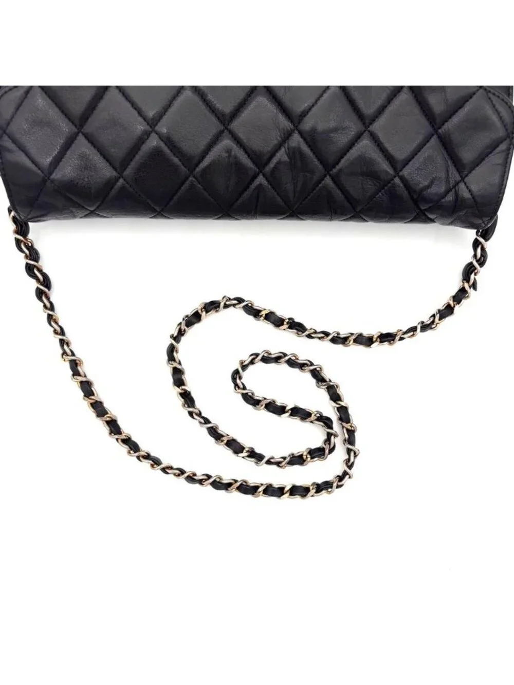 Chanel CC Logo Chain Shoulder Bag Black Lambskin
